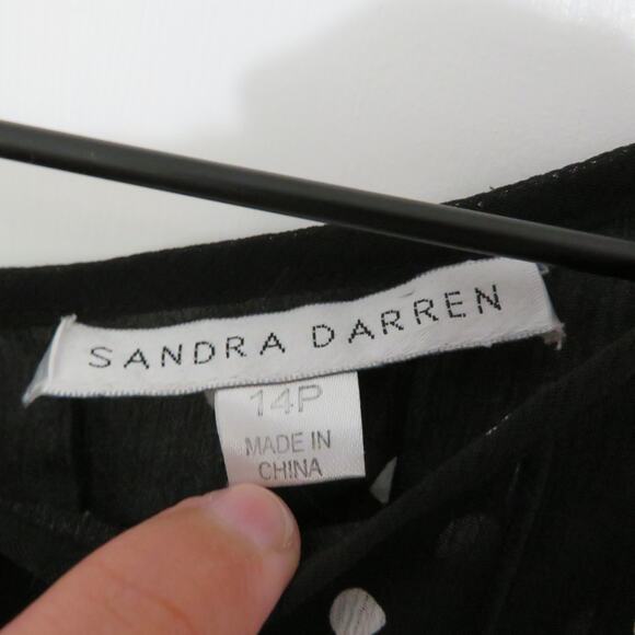 Sandra Darren 14 Black White Polka Dot Midi Dress Sleeveless - Picture 6 of 7